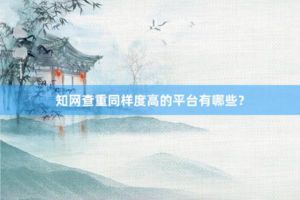 知网查重同样度高的平台有哪些？